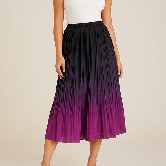 Banana Republic Dresses & Skirts - Banana Republic New Purple Dip Dyed Pleated Midi Skirt Ombre, Size Small